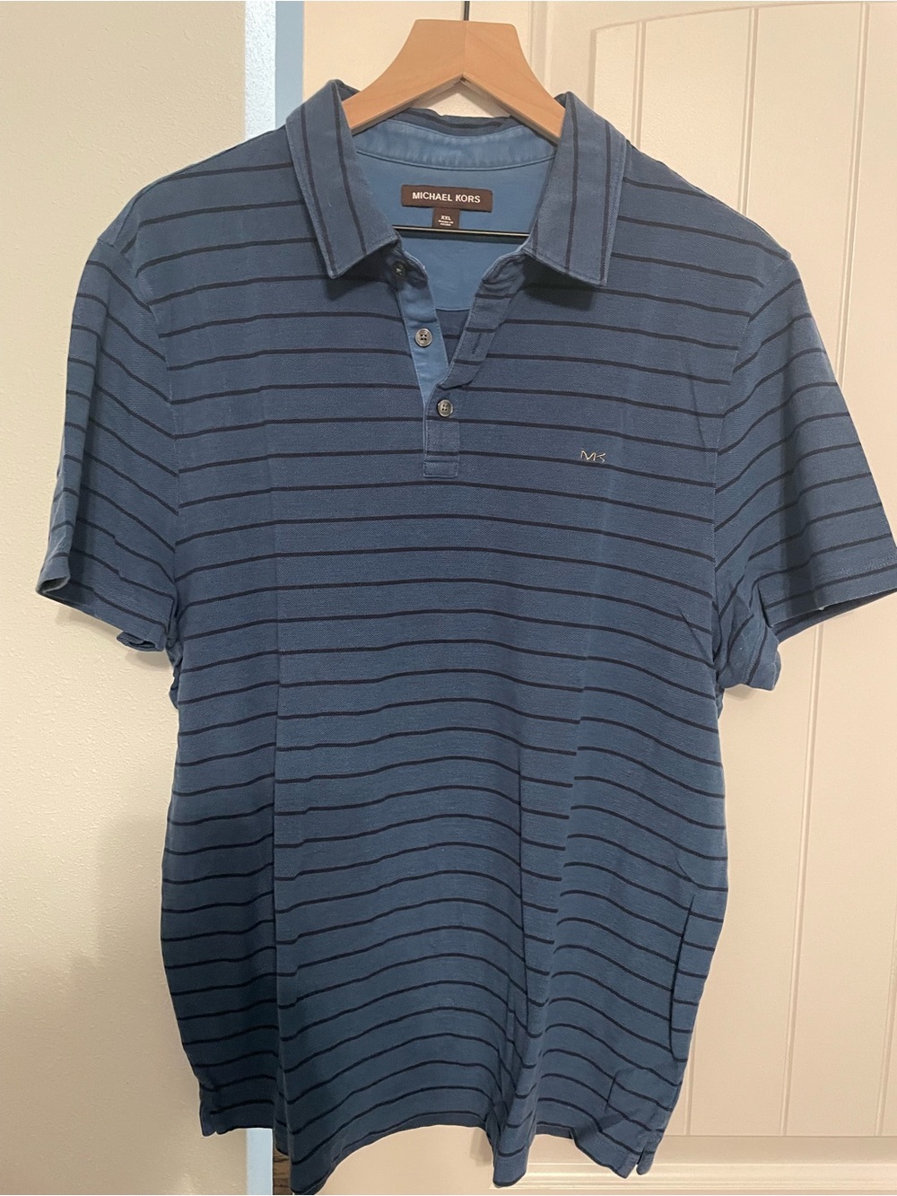 Michael Kors Blue Striped Polo Shirt